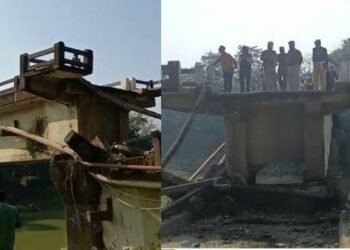 ভয়ংকৰ ঘটনা; হঠাৎ ভাঙি দুটুকুৰা হ’ল দিচাং নৈৰ ওপৰত থকা এখন পকী দলং, কথমপি প্ৰাণ ৰক্ষা কেইবাজনৰো, চাওক VIDEO