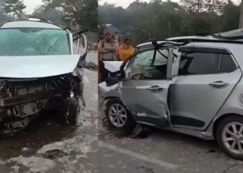 কৰুণ! ন-কইনা লৈ ঘৰলৈ ওভতাৰ পথতে বৰযাত্ৰীৰ গাড়ীয়ে নিয়ন্ত্ৰণ হেৰুৱাই পুলত মাৰে খুন্দা; থিতাতে নিহত কইনাপক্ষৰ এজন লোক, ৪জন গুৰুতৰভাৱে আহত