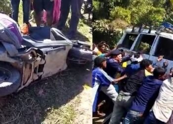 কৰুণ! দ্ৰুতবেগী টাটা ছুম’ আৰু স্কুটীৰ খুন্দা; থিতাতে নিহত মাতৃ, কন্য়া আৰু জোঁৱাই, ঘটনাৰ পিছতে ৰাইজে ভাঙি চূৰমাৰ কৰিলে টাটা ছুম’ বাহন খন
