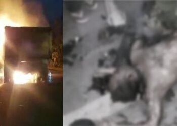 ভয়ংকৰ! ডাম্পাৰ আৰু বাইকৰ মুখামুখি খুন্দা; বাইক আৰোহী দুজন থিতাতে জ্বলি ছাই হ’ল, বাহন দুখনো দপ-দপকৈ জ্বলি উঠে