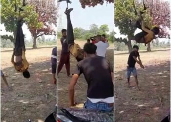 নৃশংস! তালিবানী শাস্তিতকৈও হয়তো ভয়ানক; চুৰি কৰাৰ সন্দেহত যুৱকক গছত ওলোটাকৈ ওলোমাই নিষ্ঠুৰভাৱে প্ৰহাৰ, সম্পূৰ্ণ ঘটনাটো এনেধৰণৰ…Watch Viral Video