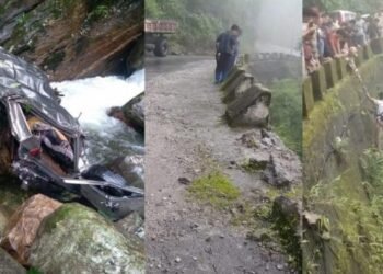 ভয়ংকৰ! নিয়ন্ত্ৰণ হেৰুৱাই ৰাস্তাৰ পৰা নদীত বাগৰি পৰে এখন বাহন; দুৰ্ঘটনাটো ইমানেই ভয়ংকৰ আছিল যে ঘটনাস্থলীতে প্ৰাণ হেৰুৱালে ৪ গৰাকী লোকে, বাহনখন ভাঙি হৈ যায় চূৰমাৰ
